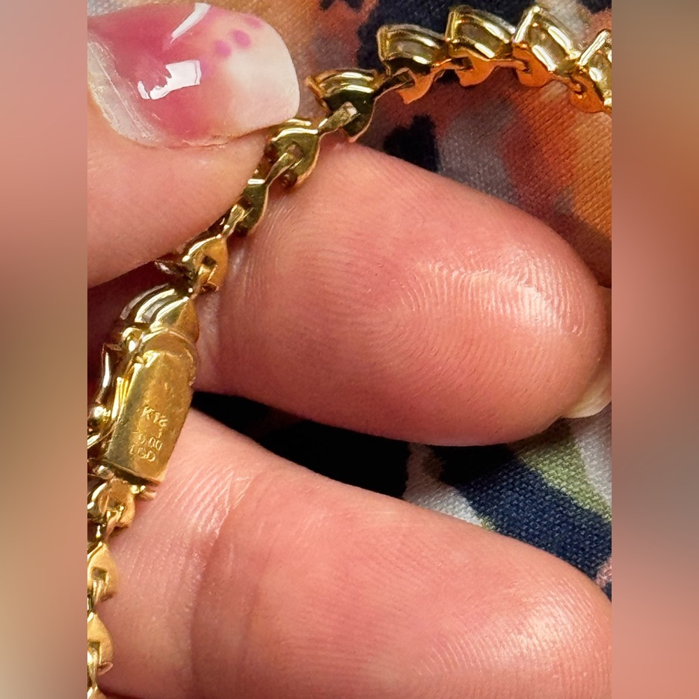 18k Japan real Gold Heart Bracelet w/ 10 carat VS clarity Lab grown diamonds - Picture 4 of 6